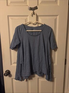 Wonderly Washed Blue Scoop Neck Short-Sleeve Tunic